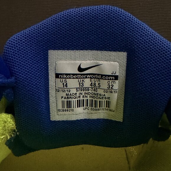 Nike Free 5.0 Running Shoes Neon Volt Yellow Hyper Blue US Men's 14 - Picture 5 of 5